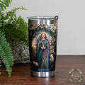 Brigid of Imbolc 20oz vacuum insulated stainless steel travel mug eternal flame spring lambs Curragh Kildare spill resistant lid