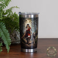 Cú Chulainn Hound of Ulster 20oz vacuum insulated stainless steel travel mug with Irish wolfhound spill resistant lid