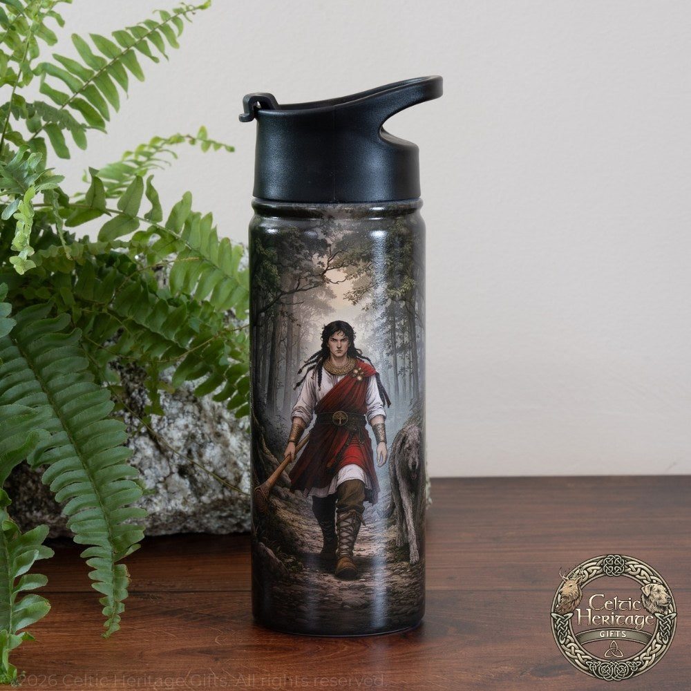 Cú Chulainn The Hound of Ulster 500ml stainless steel water bottle Irish designed Celtic hero artwork
