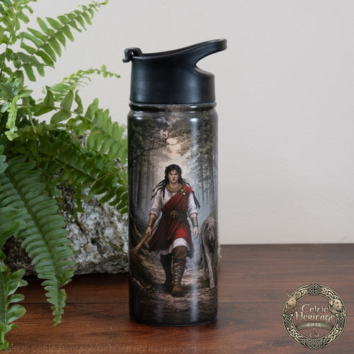 Cú Chulainn The Hound of Ulster 500ml stainless steel water bottle Irish designed Celtic hero artwork