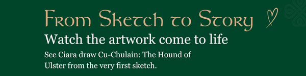 Every artwork begins with a blank page.Follow the creative journey and watch as Ciara brings Ireland’s legendary heroes to life -from the first sketch to the final finished artwork.More than a print - a piece of Ireland’s story.Remember the Legend. Share the Story.