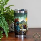 Queen Medb of Connacht 20oz vacuum insulated stainless steel travel mug Brown Bull of Cooley Ben Bulbin Sligo spill resistant lid
