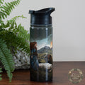 Queen Medb of Connacht 500ml stainless steel water bottle with Brown Bull of Cooley Ben Bulbin Sligo Irish designed