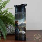 Queen Medb of Connacht 500ml stainless steel water bottle with Brown Bull of Cooley Ben Bulbin Sligo Irish designed