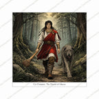 Cú Chulainn The Hound of Ulster Celtic art print with Irish wolfhound in Irish woodland